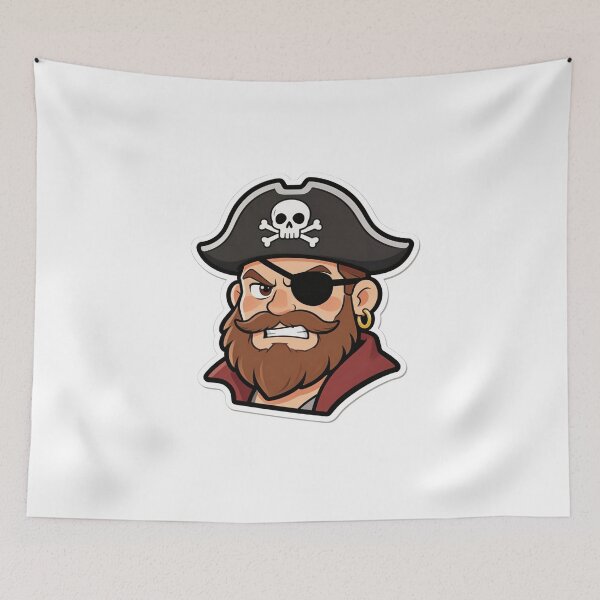 Item preview, Angry Pirate Mascot Cartoon with Eyepatch designed and sold by Dospart.