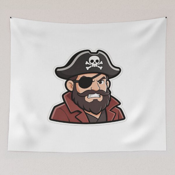 Item preview, Angry Pirate Mascot Cartoon with Eyepatch designed and sold by Dospart.