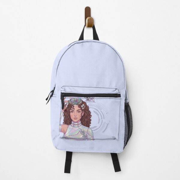 Item preview, Holographic Cyber Girl Data Cube Sticker Futuristic Tech Aesthetic Curly Hair Sci Fi Baddie Art designed and sold by Wander & Whim Designs.