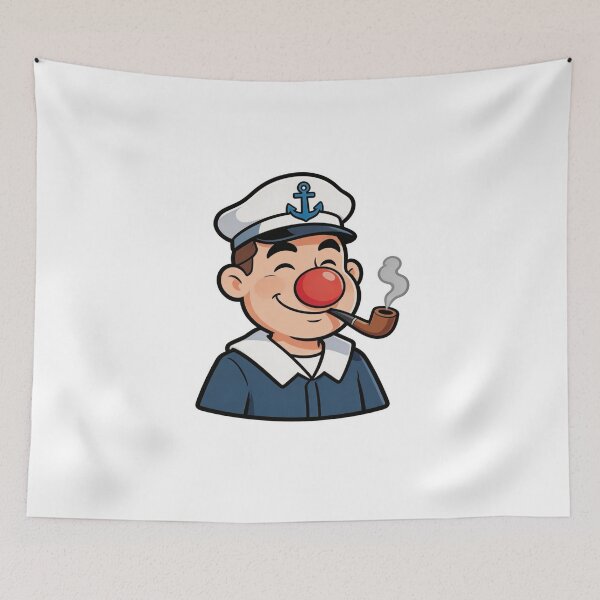 Item preview, Vintage Sailor Mascot Smoking Pipe Cartoon designed and sold by Dospart.