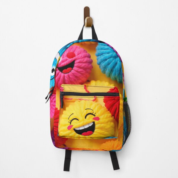 Item preview, Cute Colorful Yarn Pom Pom Faces | Fun Kawaii Kids Craft Art Print designed and sold by Kaleidoscope Print.