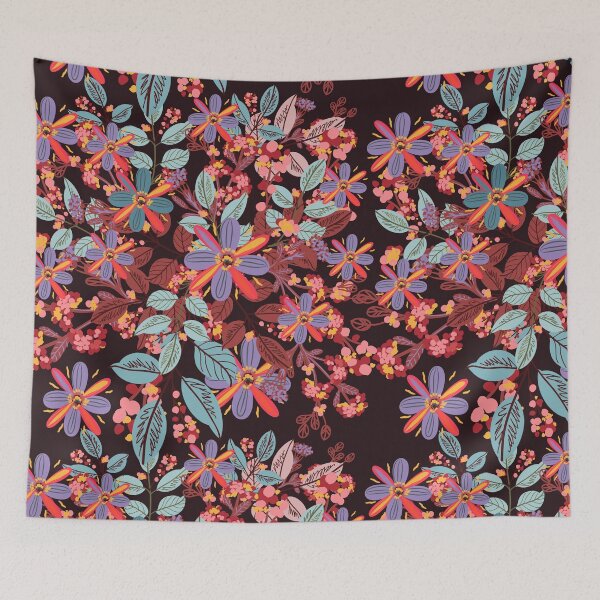 Item preview, Bufanda floral oscura – Bufanda botánica burdeos con estampado floral bohemio y colorido designed and sold by FestivityFinds.