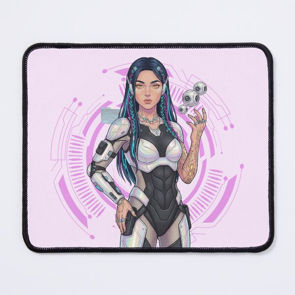 Item preview, Quantum Cyber Warrior Girl Sticker Futuristic Mech Armor Sci Fi Baddie Cyberpunk Art Print Poster designed and sold by Wander & Whim Designs.