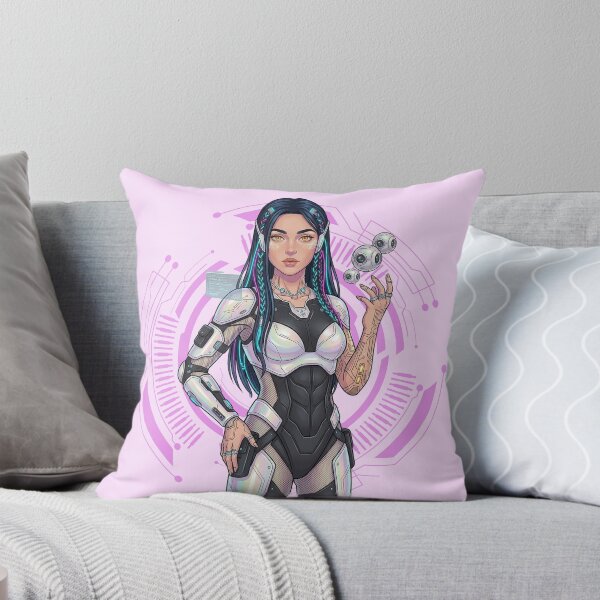 Item preview, Quantum Cyber Warrior Girl Sticker Futuristic Mech Armor Sci Fi Baddie Cyberpunk Art Print Poster designed and sold by Wander & Whim Designs.