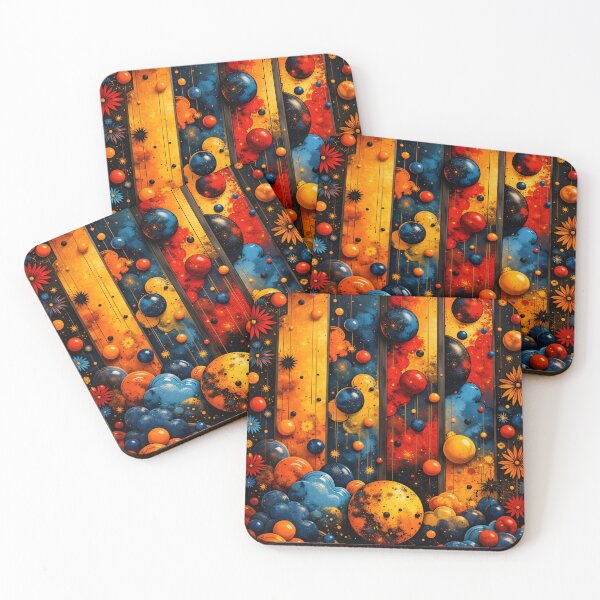 Item preview, Colorful Abstract Cosmic Floral Art Print | Bold Blue Orange Modern Wall Decor designed and sold by Kaleidoscope Print.