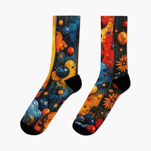Item preview, Colorful Abstract Cosmic Floral Art Print | Bold Blue Orange Modern Wall Decor designed and sold by Kaleidoscope Print.
