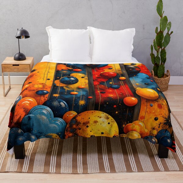 Item preview, Colorful Abstract Cosmic Floral Art Print | Bold Blue Orange Modern Wall Decor designed and sold by Kaleidoscope Print.