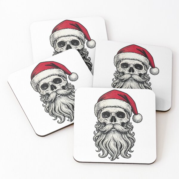 Item preview, Linocut Santa Skull with Curly Beard designed and sold by Bloomkept.