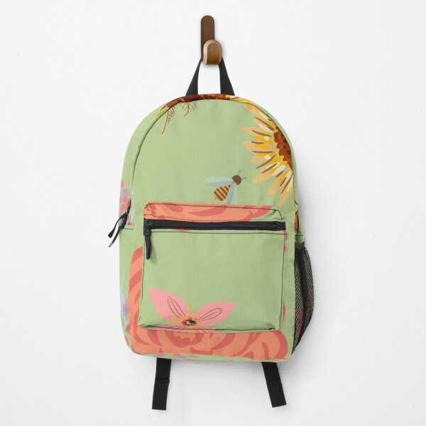 Item preview, Cute Spring Wildflower Pattern with Sunflower Rose Bee Ladybug Butterfly Sage Green designed and sold by FestivityFinds.