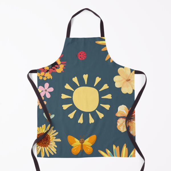 Item preview, Sunny Wildflower Pattern Navy Blue Sunflower Daisy Bee Ladybug Butterfly Sun designed and sold by FestivityFinds.