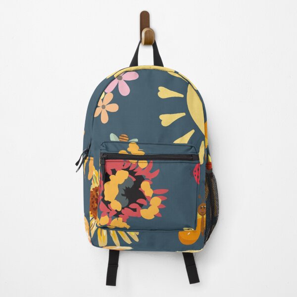 Item preview, Sunny Wildflower Pattern Navy Blue Sunflower Daisy Bee Ladybug Butterfly Sun designed and sold by FestivityFinds.