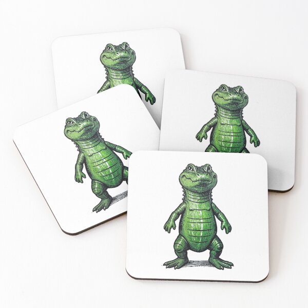 Item preview, Green Linocut Crocodile Standing Upright designed and sold by Bloomkept.