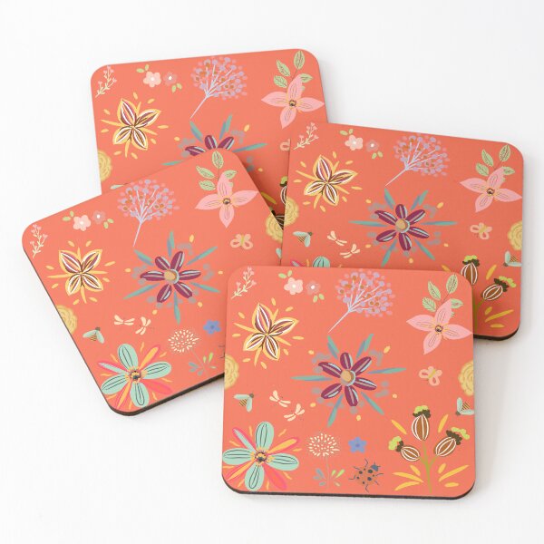 Item preview, Coral Wildflower Tote Bag Pattern – Boho Floral with Bees Dragonflies Ladybug & Butterfly designed and sold by FestivityFinds.