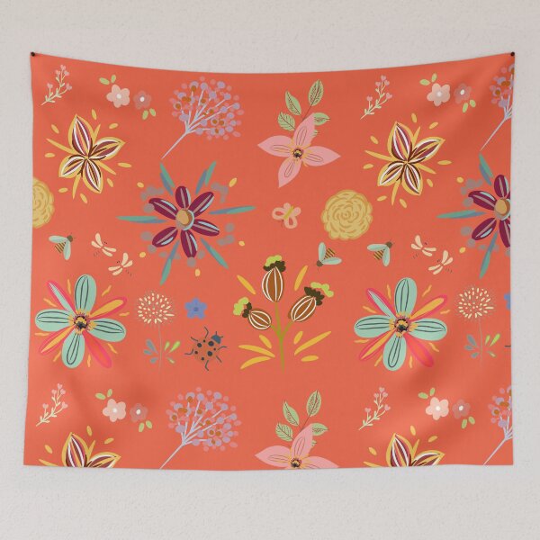 Item preview, Terracotta Garden Whimsical Floral Throw Pillow - Boho Cottagecore Decor designed and sold by FestivityFinds.