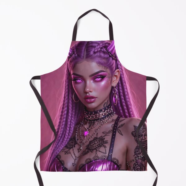 Item preview, Pink Devil Girl Portrait Art Print | Gothic Fantasy Cyberpunk Tattoo Aesthetic designed and sold by Kaleidoscope Print.