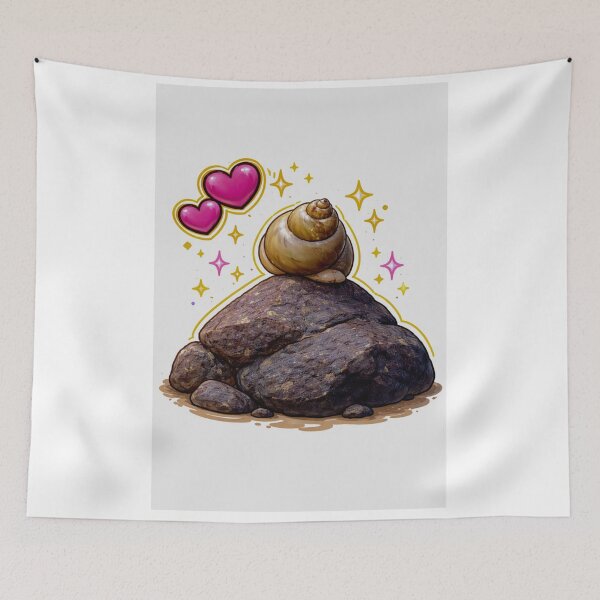 Item preview, Cute Snail on Rock with Hearts – Kawaii Love Aesthetic Design designed and sold by Babadesign48.