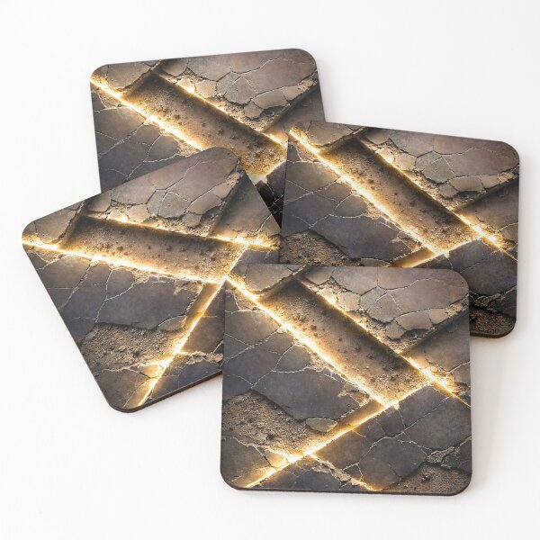 Item preview, Cracked Stone with Golden Light | Dramatic Abstract Texture Wall Art Print designed and sold by Kaleidoscope Print.
