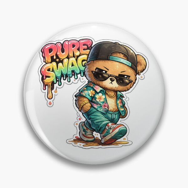 Item preview, Pure Swag Teddy Bear – Sassy Chibi Bear in Hawaiian Shirt & Streetwear | Drip Style Cute Aesthetic designed and sold by SparkVault.