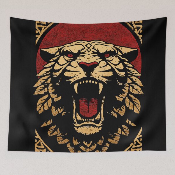 Item preview, Gorgeous tribal tiger Red sun, black and gold 127sm designed and sold by 127sm.