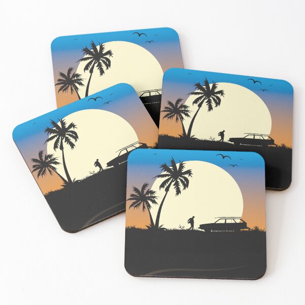 Item preview, Lonely Road Sunset Silhouette with Palm Trees & Vintage Car designed and sold by skgraphictrafic.