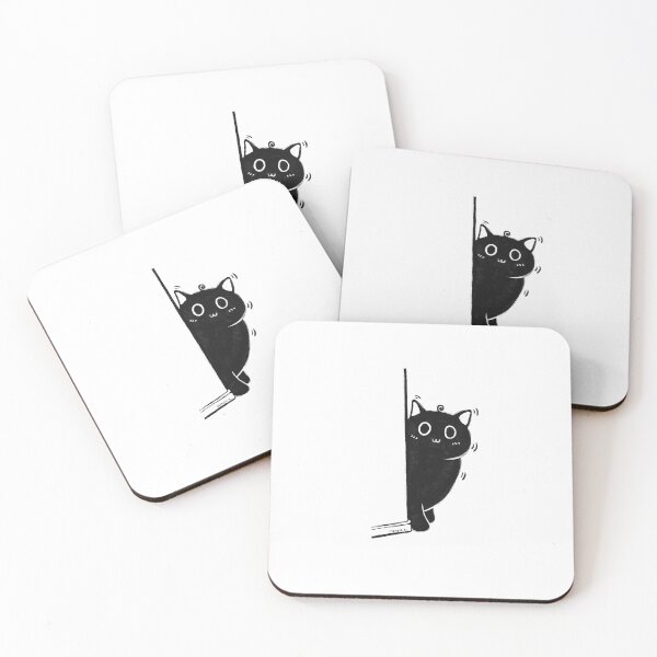 Item preview, Peekaboo Black Cat Peeking Around Corner Art Print designed and sold by Manjia-Art.