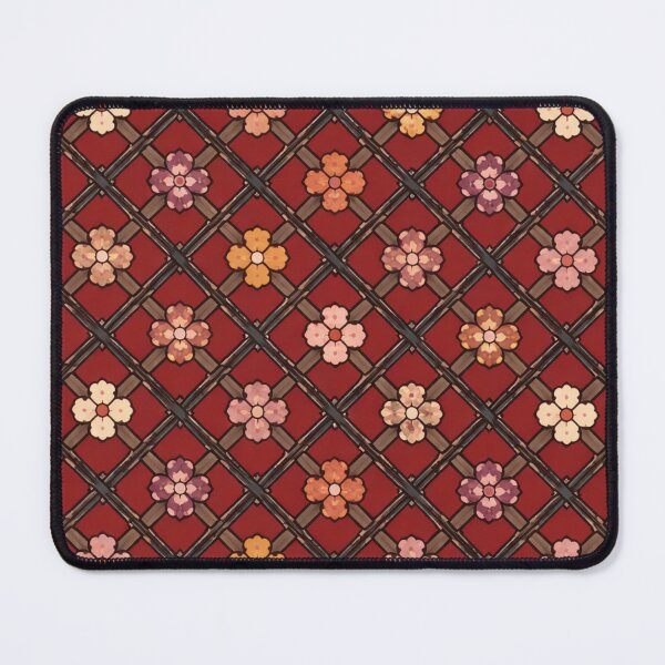 Item preview, Vintage Red Floral Lattice Pattern designed and sold by Myra365Art.