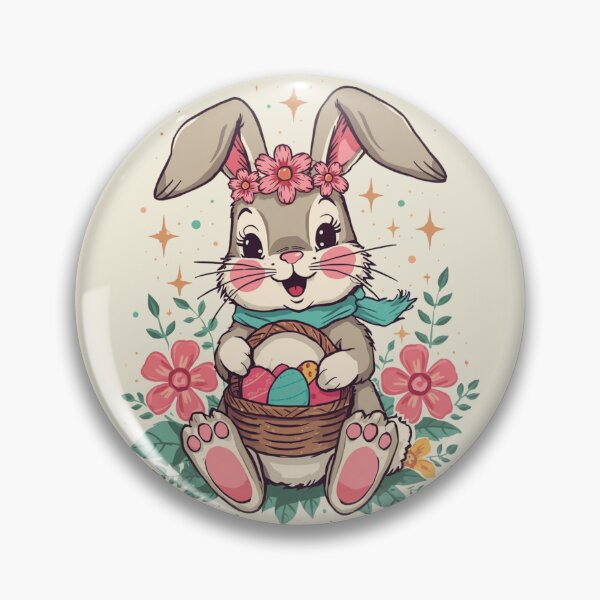 Item preview, Cute Easter Bunny with Flower Crown | Pastel Egg Basket Art designed and sold by Shanker-studio.