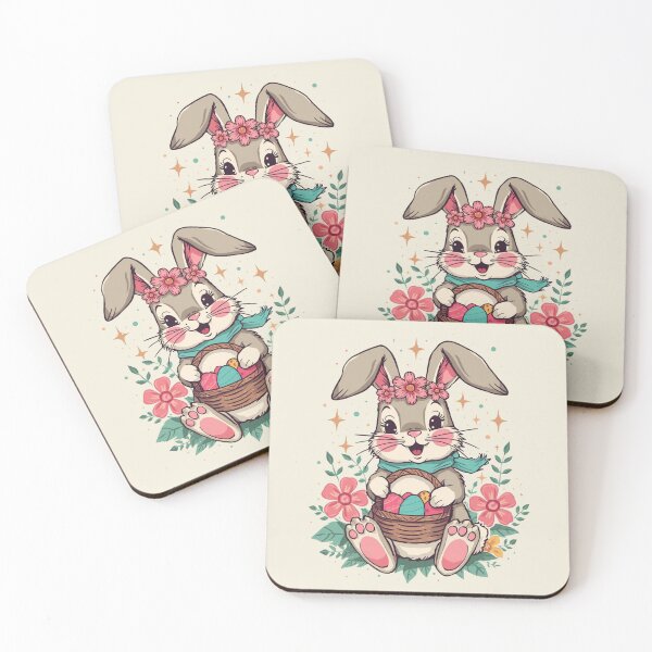 Item preview, Cute Easter Bunny with Flower Crown | Pastel Egg Basket Art designed and sold by Shanker-studio.