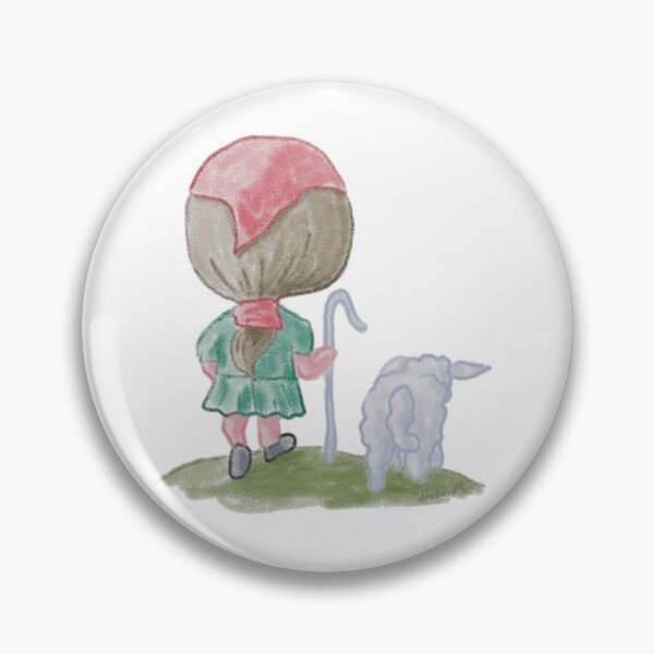 Item preview, Shepherdess Sheep Shepherds Crook Hand Drawn designed and sold by Jaana Day.