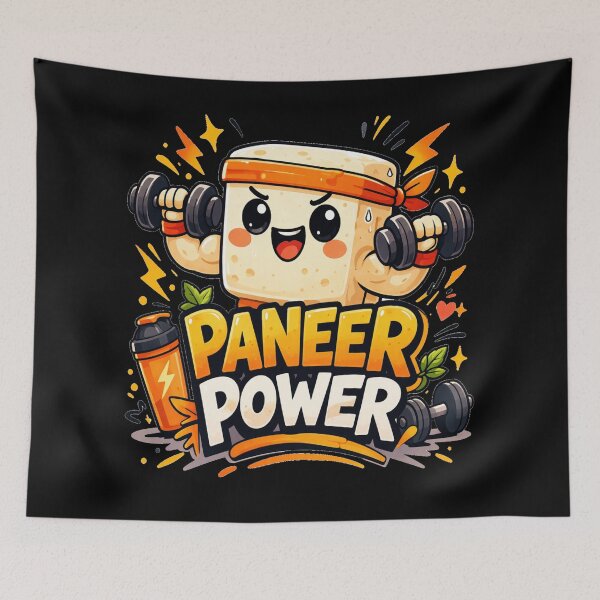 Item preview, Paneer Power – Cute Indian Food Gym Cartoon, Funny Fitness Food Lover Design designed and sold by Globalcitytees.