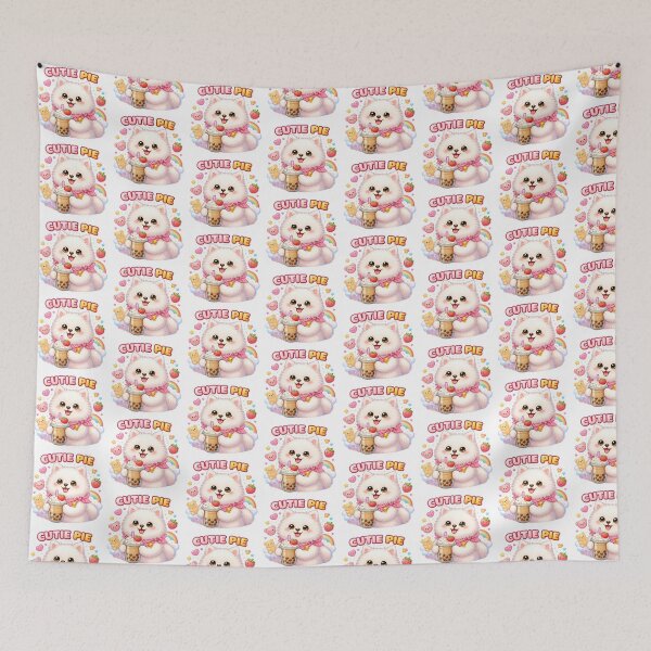 Item preview, Adorable White Pomeranian Cutie Pie Boba Sticker designed and sold by HueHaven-X.