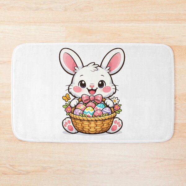 Item preview, Cute Easter Bunny with Basket of Colorful Eggs designed and sold by Liva Art.