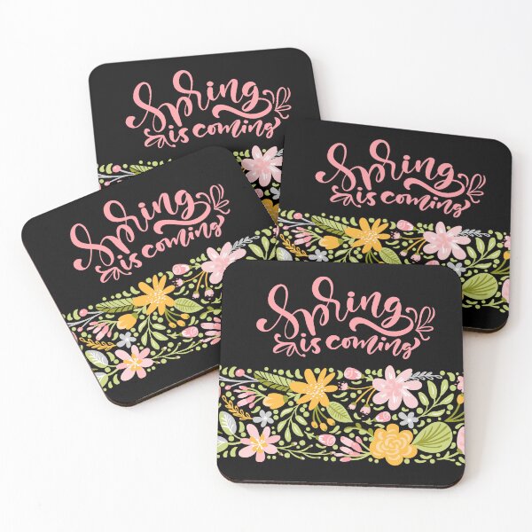 Item preview, Spring Is Coming Floral Greeting Card with Hand Lettering and Pastel Flowers designed and sold by FestivityFinds.