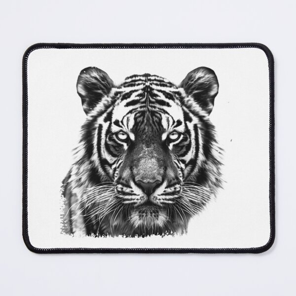 Item preview, Black and White Tiger Portrait Wildlife Illustration designed and sold by inkoutninja.
