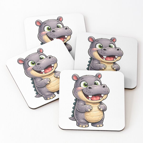 Item preview, Happy Cartoon Hippo - Cute Smiling Baby Hippopotamus Art designed and sold by myforestfog.