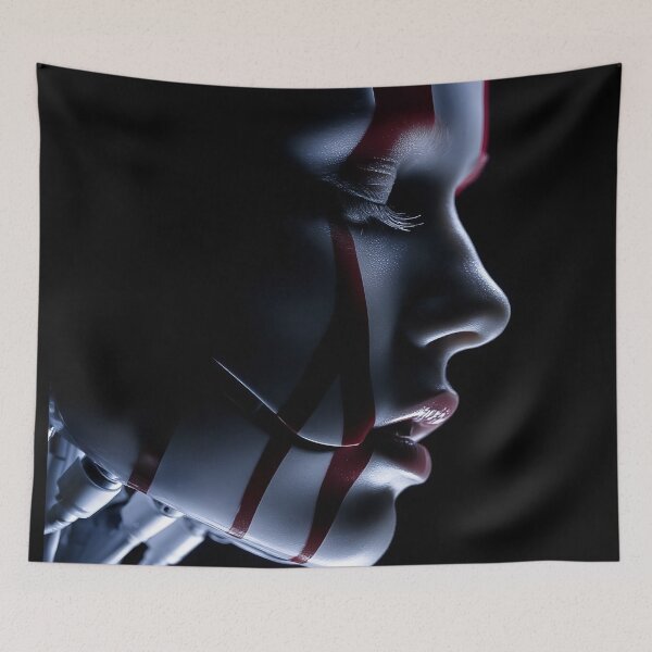 Item preview, Android Face Close-Up Futuristic Sci Fi Portrait designed and sold by cyberartmaker.