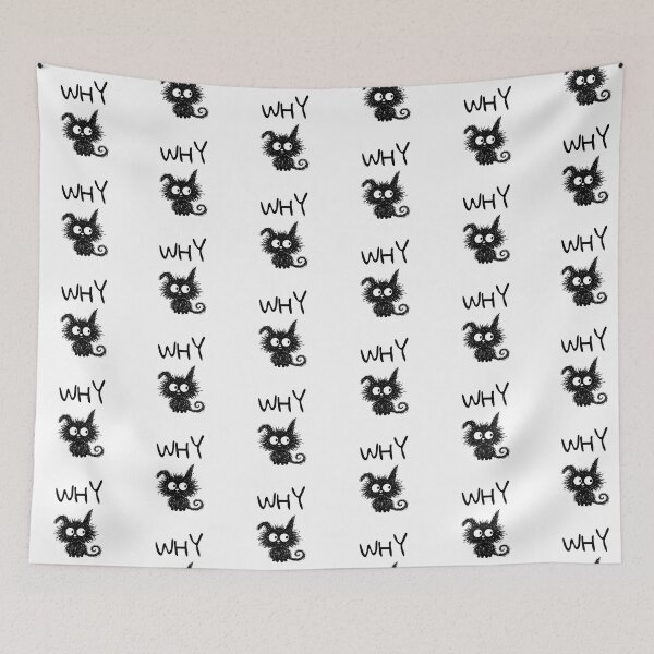 Item preview, Funny Black Cat – Why Mood | Doodle Cat Meme designed and sold by moodiecatshop.