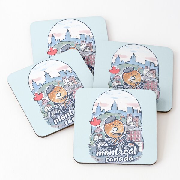 Item preview, Montreal Quebec Canada Cute Watercolor Skyline Cityscape Bagel designed and sold by HowToCanadian.