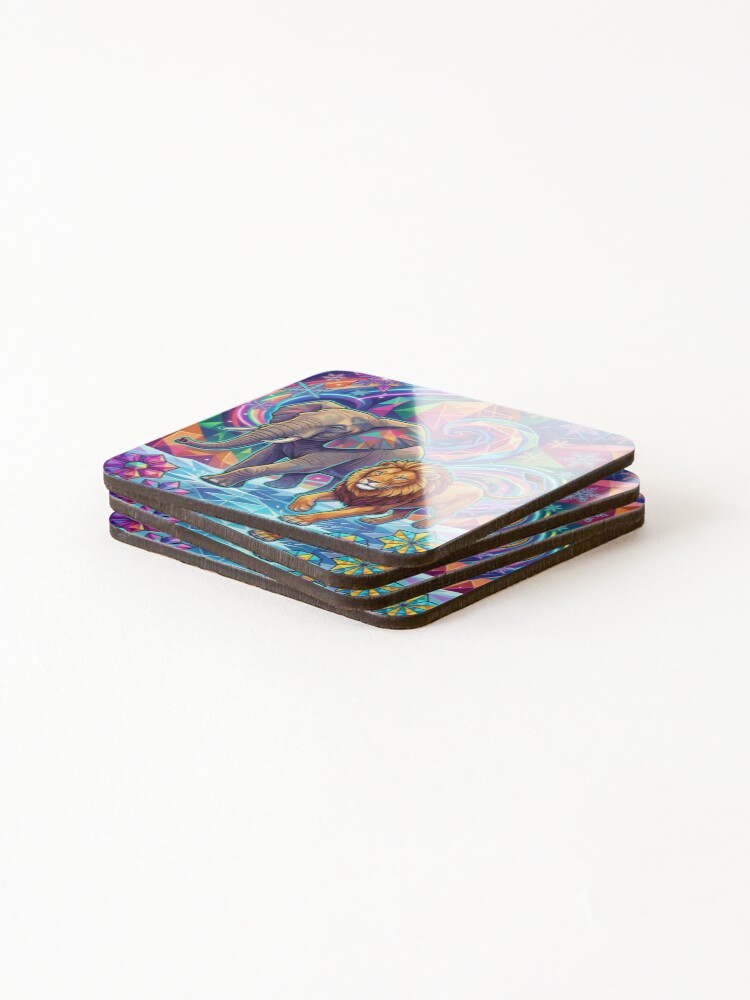 Thumbnail 4 of 5, Coasters (Set of 4), wild animals designed and sold by Runglavan.