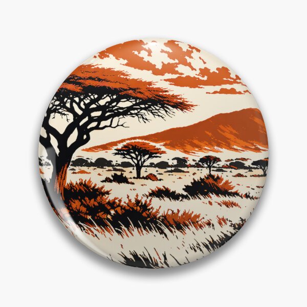 Item preview, African Savanna Linocut Art – Retro Three Tone Landscape Wall Art Poster designed and sold by DrizzyV.