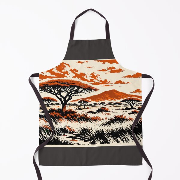 Item preview, African Savanna Linocut Art – Retro Three Tone Landscape Wall Art Poster designed and sold by DrizzyV.