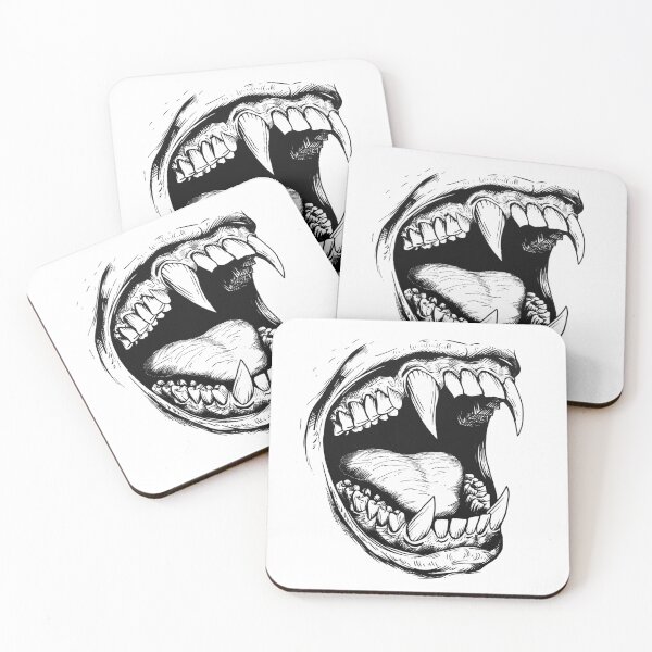 Item preview, Vampire Fangs Open Mouth Dark Horror Illustration designed and sold by inkoutninja.
