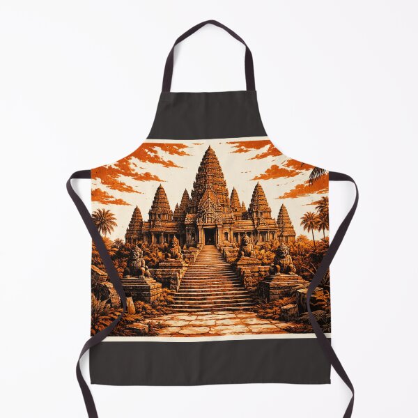 Item preview, Ancient Temple Linocut Art – Majestic Jungle Temple Retro Wall Art designed and sold by DrizzyV.