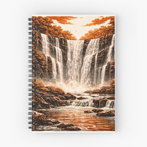 Item preview, Amazon Waterfall Linocut Art – Tropical Jungle Waterfall Retro Poster designed and sold by DrizzyV.