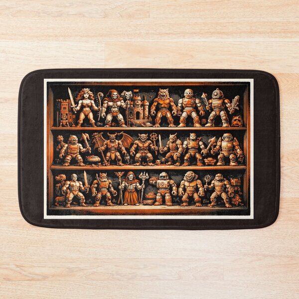 Item preview, Retro Toy Display Linocut Art – Vintage Action Figure Shelf Poster designed and sold by DrizzyV.