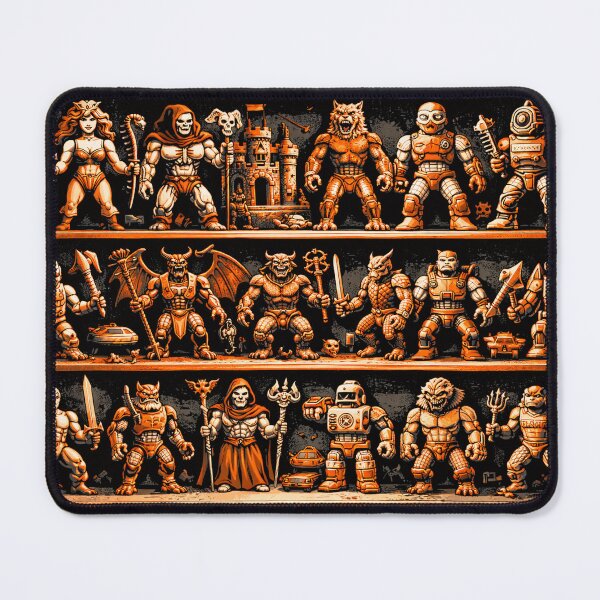 Item preview, Retro Toy Display Linocut Art – Vintage Action Figure Shelf Poster designed and sold by DrizzyV.