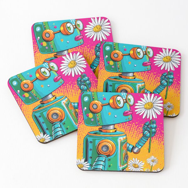 Item preview, Whimsical Robot Holding a Flower in a Field designed and sold by Artessie.