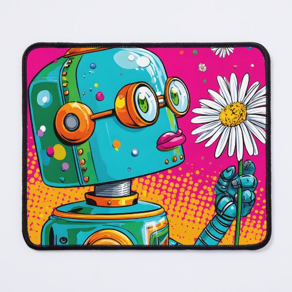 Item preview, Whimsical Robot Holding a Flower in a Field designed and sold by Artessie.