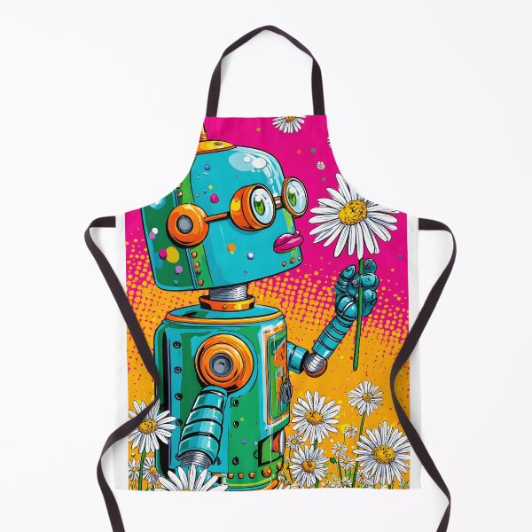 Item preview, Whimsical Robot Holding a Flower in a Field designed and sold by Artessie.