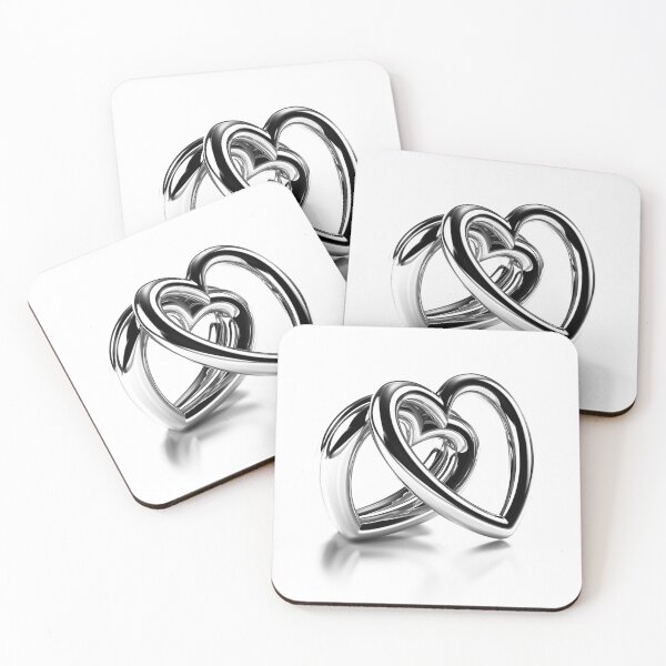 Item preview, Interlocking Hearts Silver Love Symbol Elegant Minimal Illustration designed and sold by inkoutninja.